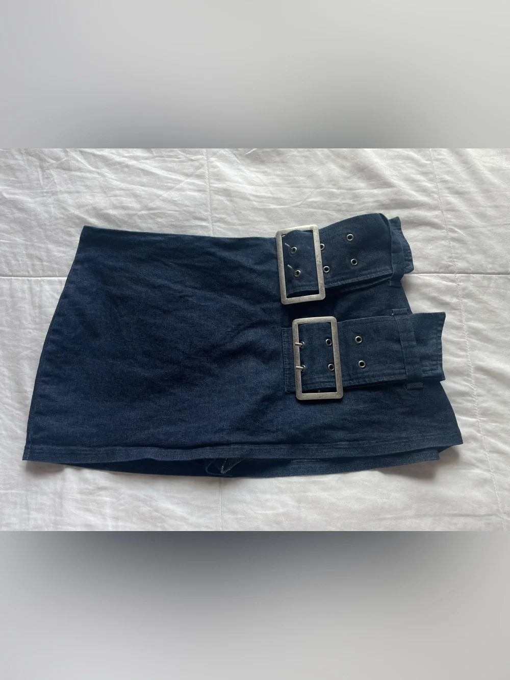Silence + Noise Urban Outfitters Sophia Dark Wash Double Buckle Micro Skort Y2K